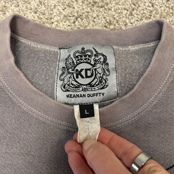 Keanan Duffty Crewneck Sweatshirt Men Size Large Gray Bleach Limited Edition - Picture 3 of 7